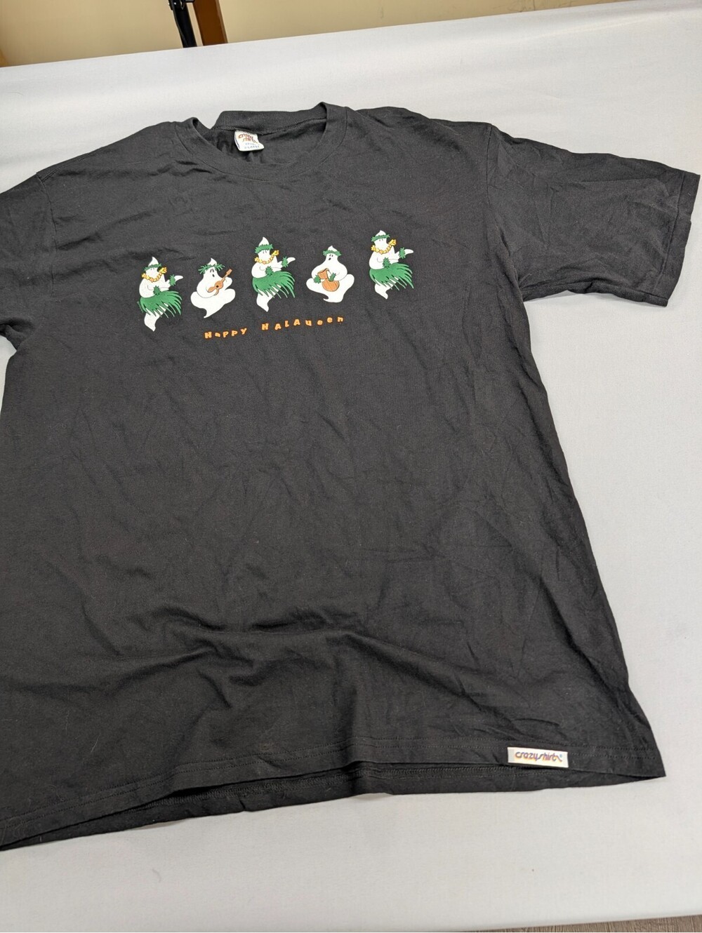 Halloween Halauween Hawaii T-Shirt XL Black Ghosts
